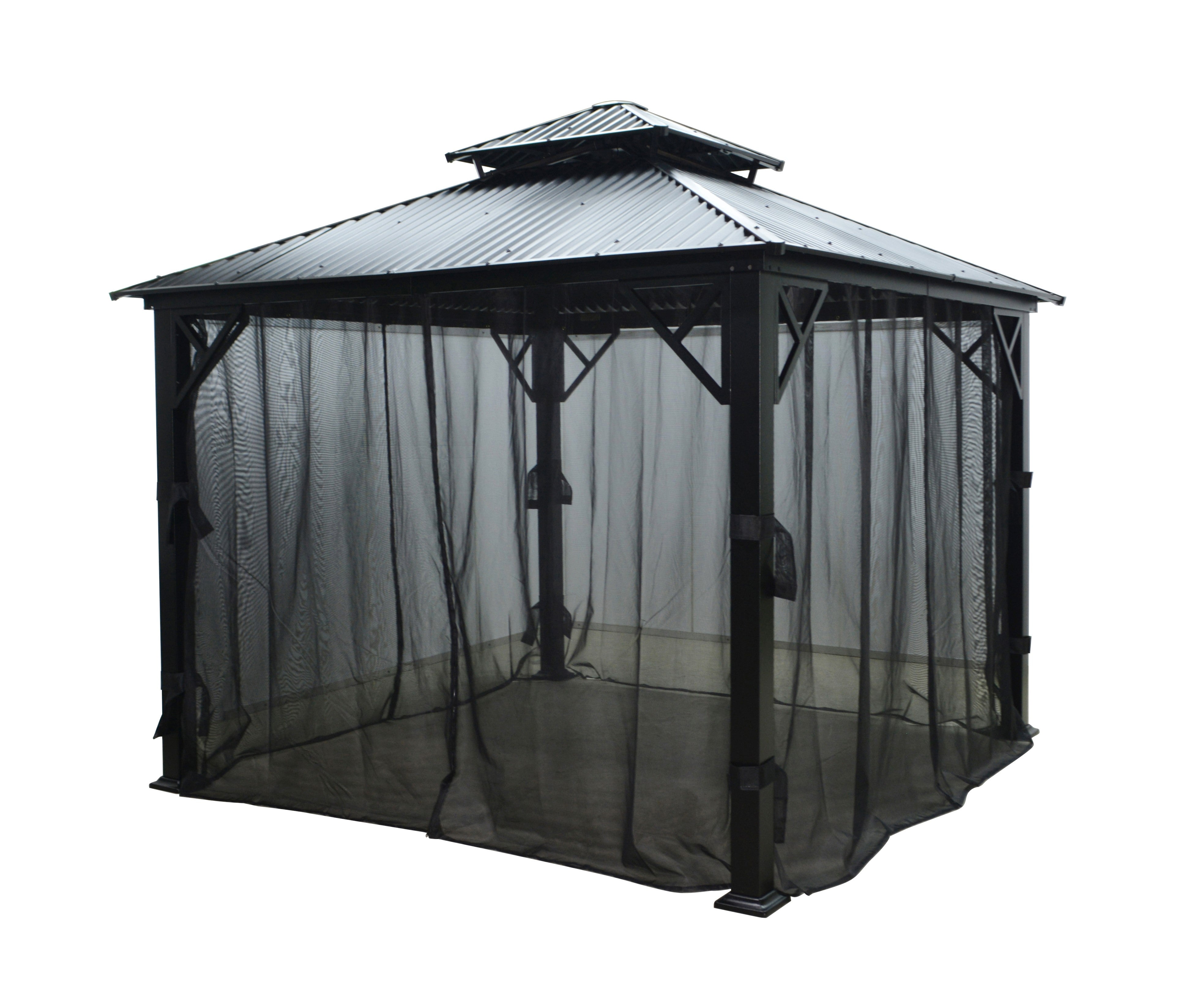 F. Corriveau International - Gazebo 4 Saisons Metropolis, Cadre en Aluminium Antirouille, 10' x 10', Noir - Simple Boutique