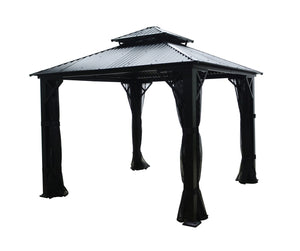 F. Corriveau International - Gazebo 4 Saisons Metropolis, Cadre en Aluminium Antirouille, 10' x 10', Noir - Simple Boutique