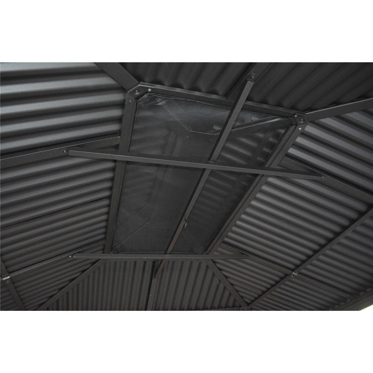 F. Corriveau International - Gazebo 4 Saisons Metropolis, Cadre en Aluminium Antirouille, 10' x 14', Noir - Simple Boutique