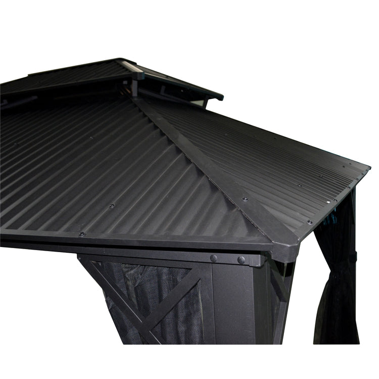 F. Corriveau International - Gazebo 4 Saisons Metropolis, Cadre en Aluminium Antirouille, 10' x 14', Noir - Simple Boutique