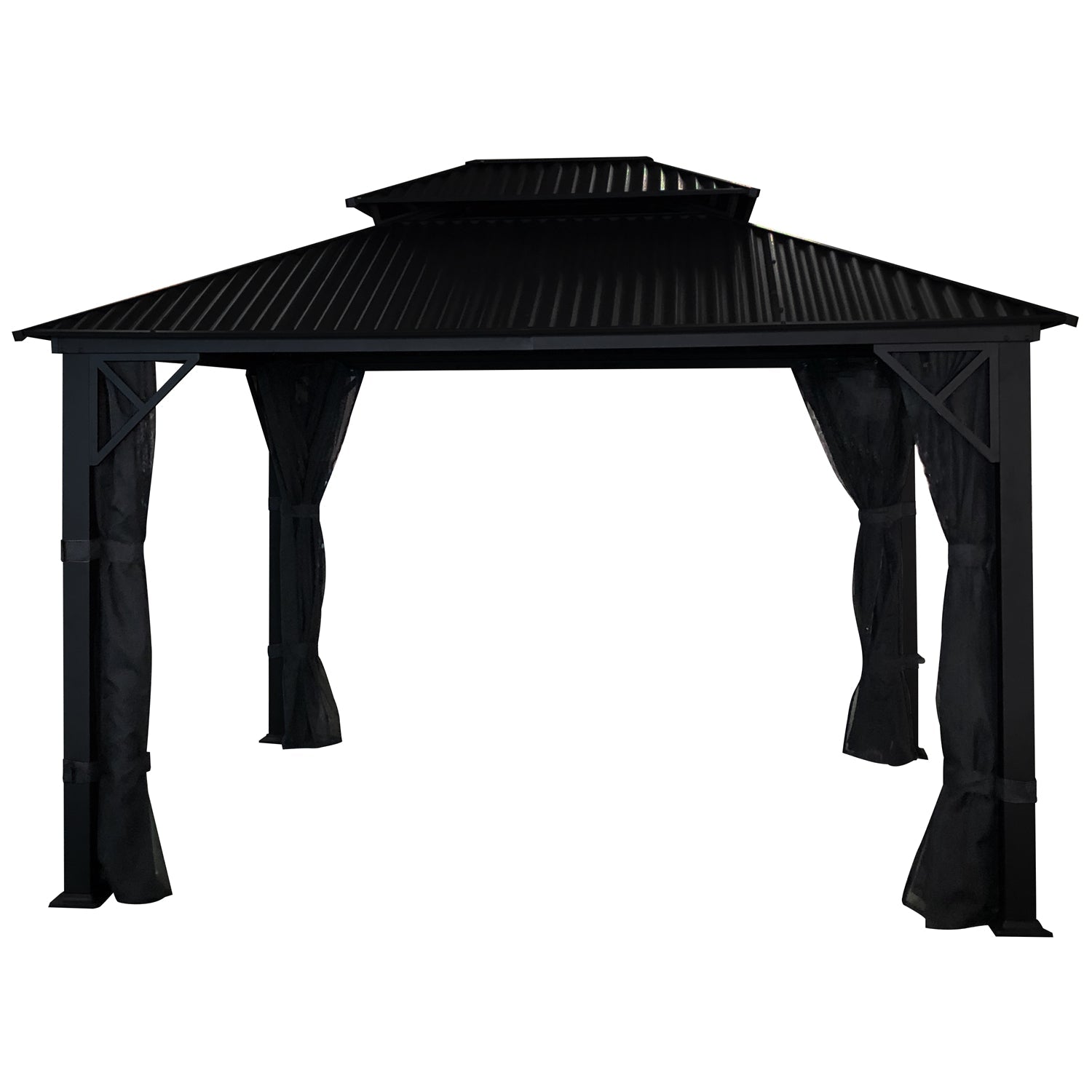 F. Corriveau International - Gazebo 4 Saisons Metropolis, Cadre en Aluminium Antirouille, 10' x 14', Noir - Simple Boutique