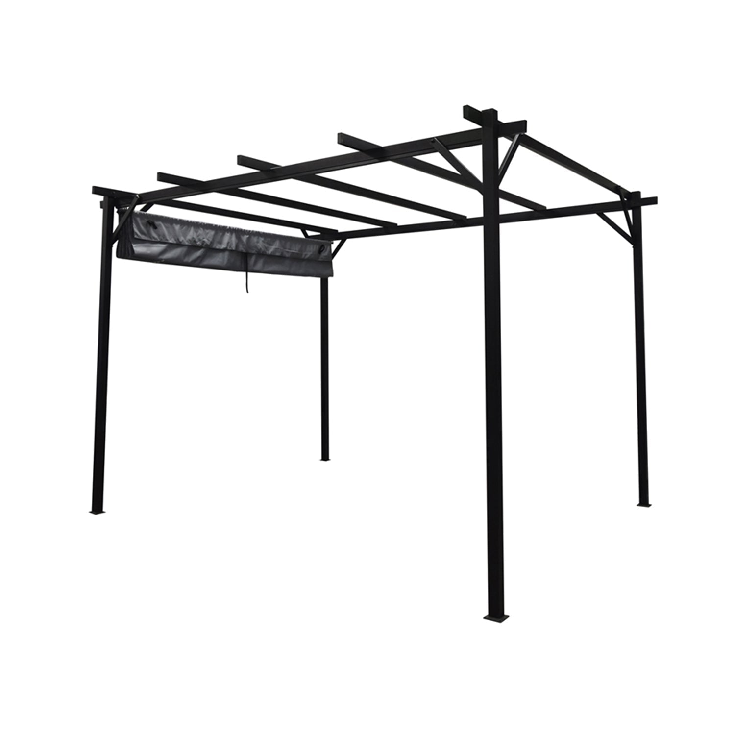 F. Corriveau International - Pergola San Luis 10'x12' avec Toit Retractable, Noir - Simple Boutique