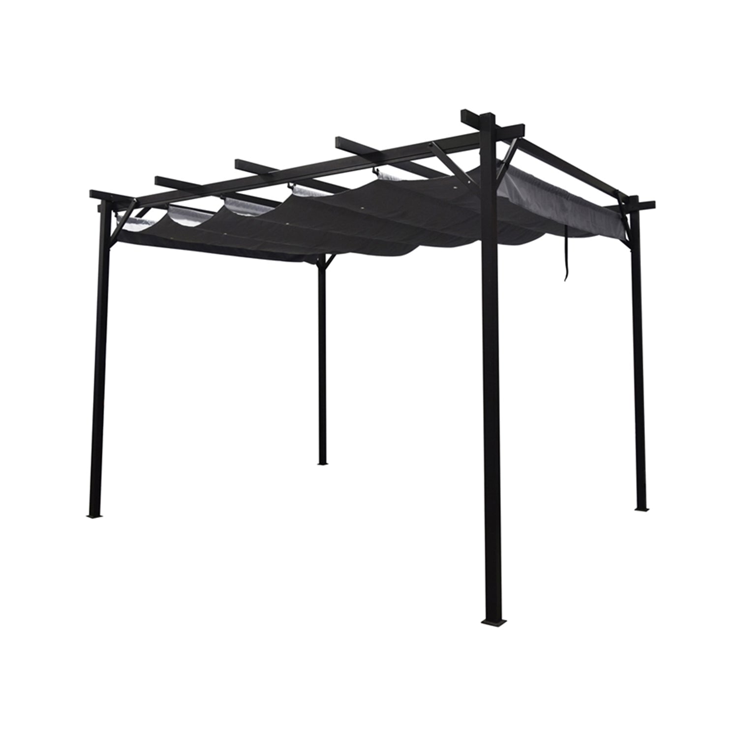 F. Corriveau International - Pergola San Luis 10'x12' avec Toit Retractable, Noir - Simple Boutique