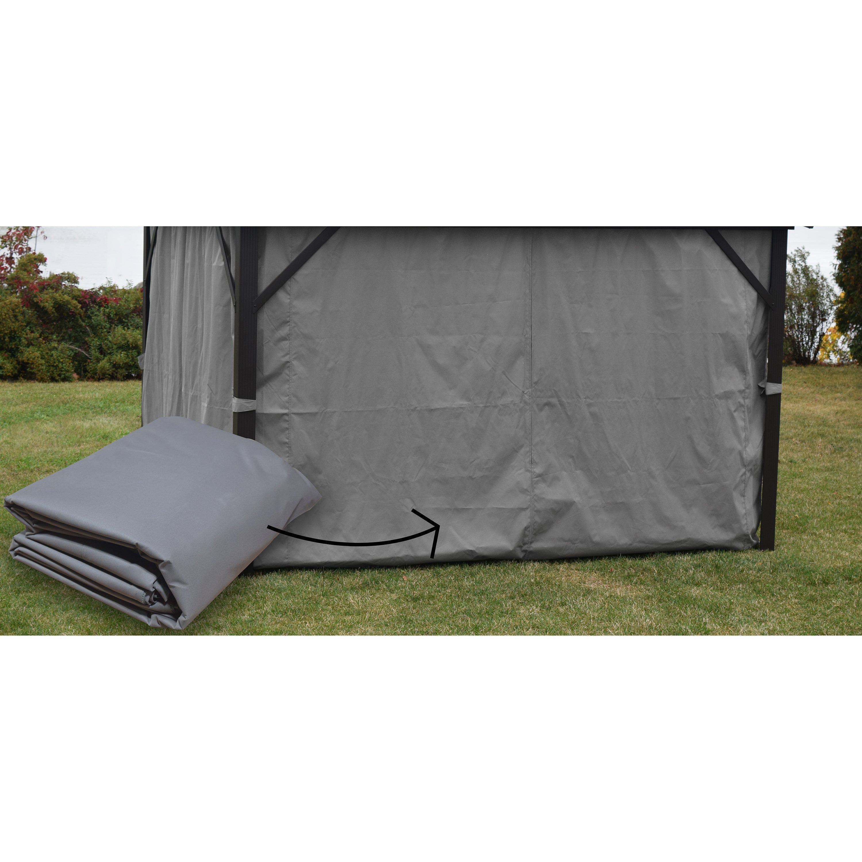 F. Corriveau International - Rideau pour Gazebo 10' x 14' , Résistant à l'eau, Gris - Simple Boutique