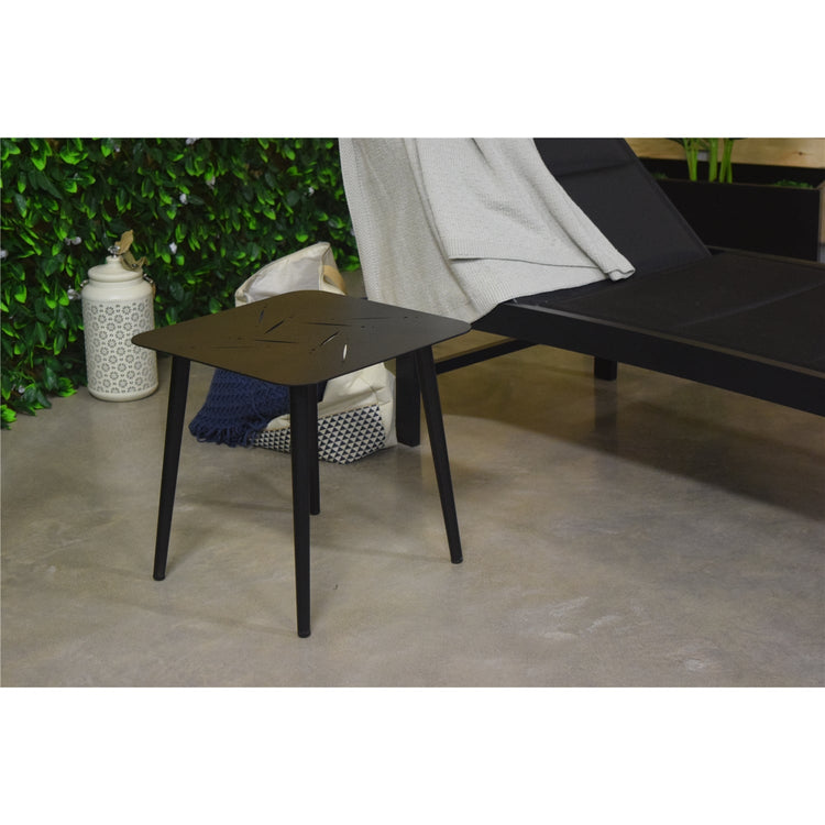 F. Corriveau International - Table d'appoint Carrée pour l'extérieur, 16" x 16" x 16", Cadre en Aluminium, Noir - Simple Boutique
