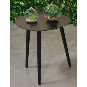 F. Corriveau International - Table d'appoint Triangulaire pour l'extérieur, 16" x 16" x 16", Cadre en Aluminium, Noir - Simple Boutique