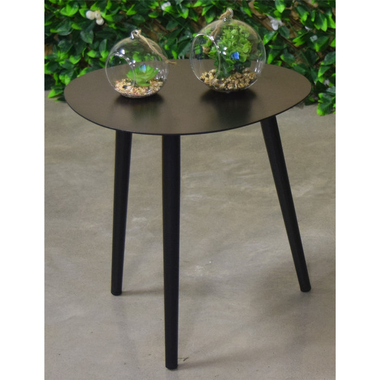 F. Corriveau International - Table d'appoint Triangulaire pour l'extérieur, 16" x 16" x 16", Cadre en Aluminium, Noir - Simple Boutique