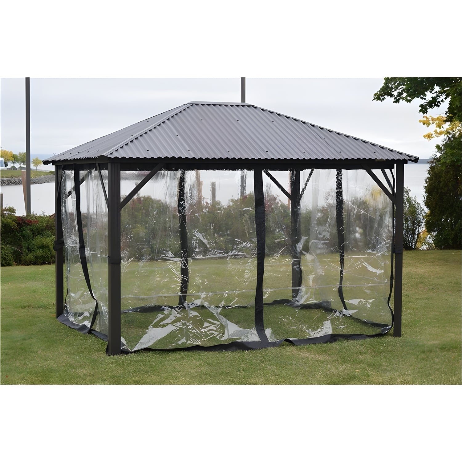 F.Corriveau International - Rideau Clair / Mica pour Gazebo 12' x 16', Transparent - Simple Boutique