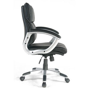 Fauteuil Moderne à Dossier Mi-Élevé en Cuir Reconstitué Noir - Simple Boutique