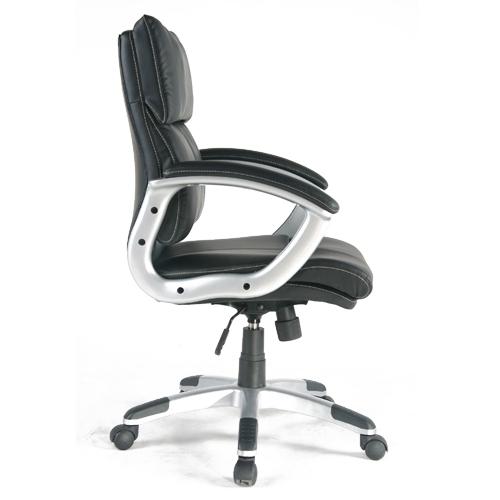Fauteuil Moderne à Dossier Mi-Élevé en Cuir Reconstitué Noir - Simple Boutique