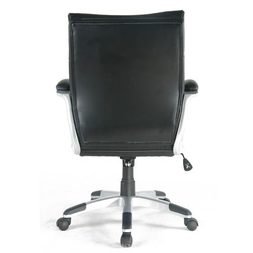 Fauteuil Moderne à Dossier Mi-Élevé en Cuir Reconstitué Noir - Simple Boutique