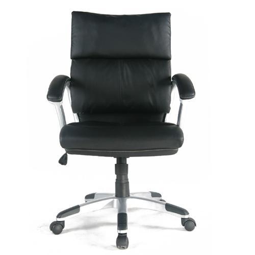 Fauteuil Moderne à Dossier Mi-Élevé en Cuir Reconstitué Noir - Simple Boutique
