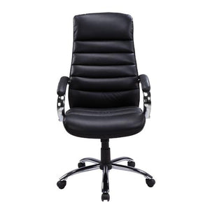Fauteuil de Direction à Dossier Élevé en Cuir Reconstitué Noir - Simple Boutique