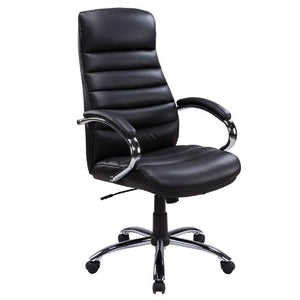 Fauteuil de Direction à Dossier Élevé en Cuir Reconstitué Noir - Simple Boutique