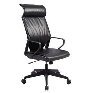 Fauteuil de Direction à Dossier Élevé en Cuir Reconstitué Noir - Simple Boutique
