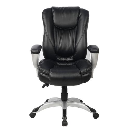 Fauteuil de Direction à Dossier Élevé en Cuir Reconstitué Noir - Simple Boutique