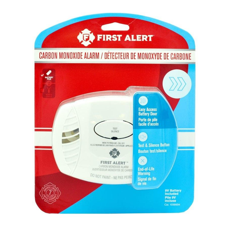 First Alert - Avertisseur de Monoxyde de Carbone, Fonctionne à Pile, Blanc - Simple Boutique