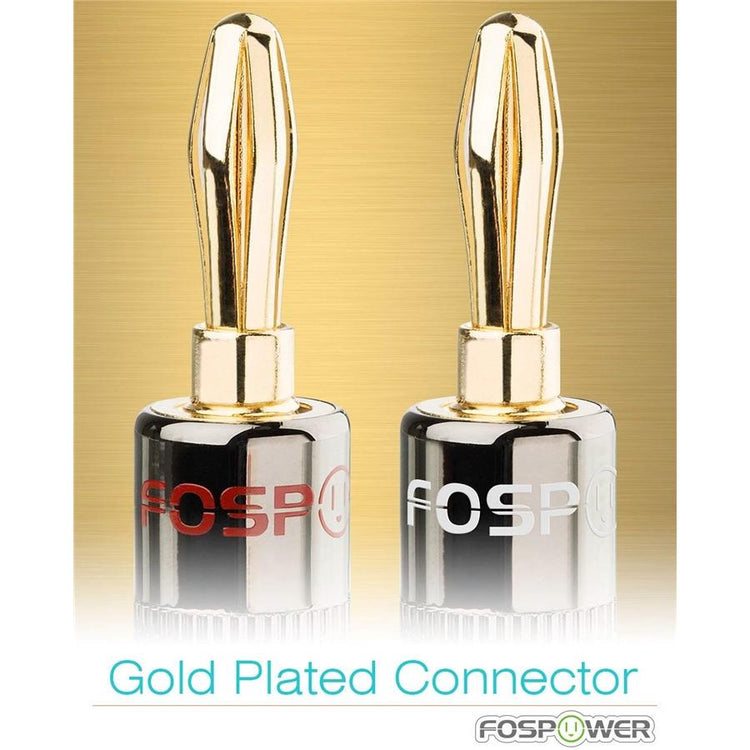 FosPower - Banana Plugs / Connecteurs Plaqués or 24 K pour Haut-Parleurs, Argenté - Simple Boutique
