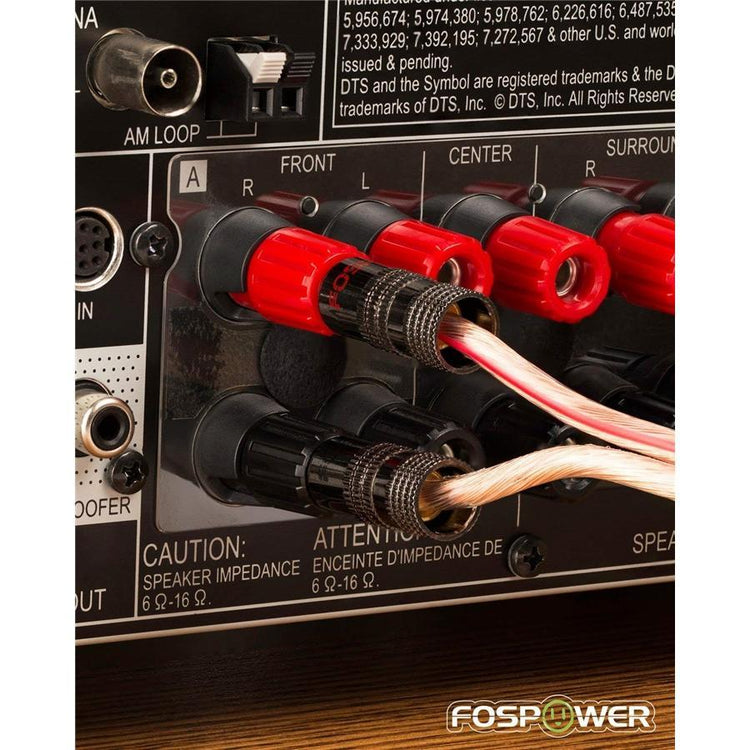 FosPower - Banana Plugs / Connecteurs Plaqués or 24 K pour Haut-Parleurs, Argenté - Simple Boutique