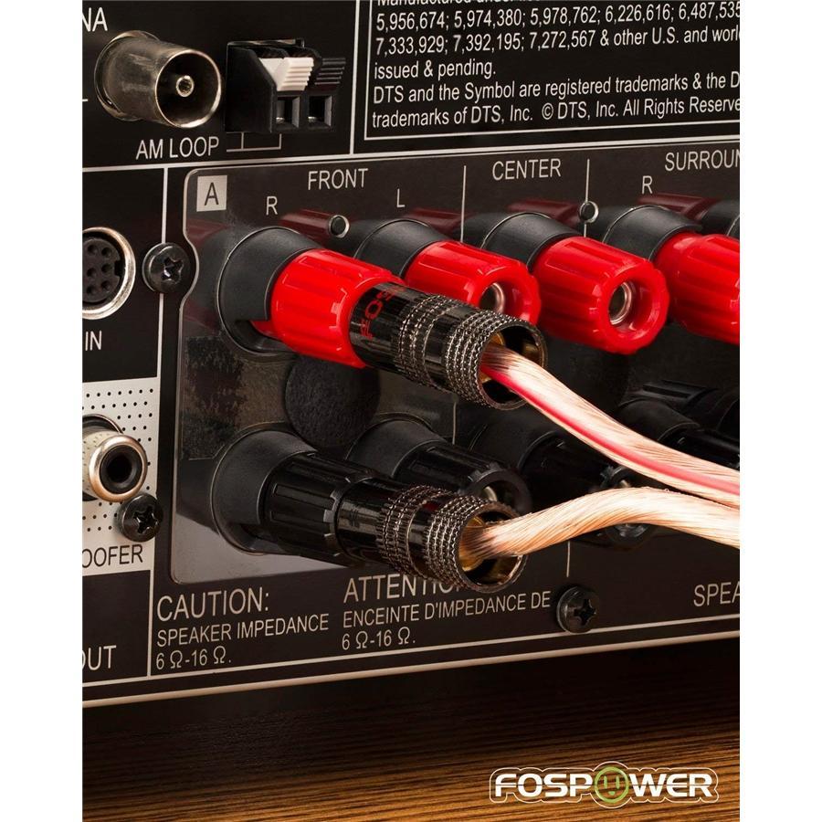FosPower - Banana Plugs / Connecteurs Plaqués or 24 K pour Haut-Parleurs, Argenté - Simple Boutique