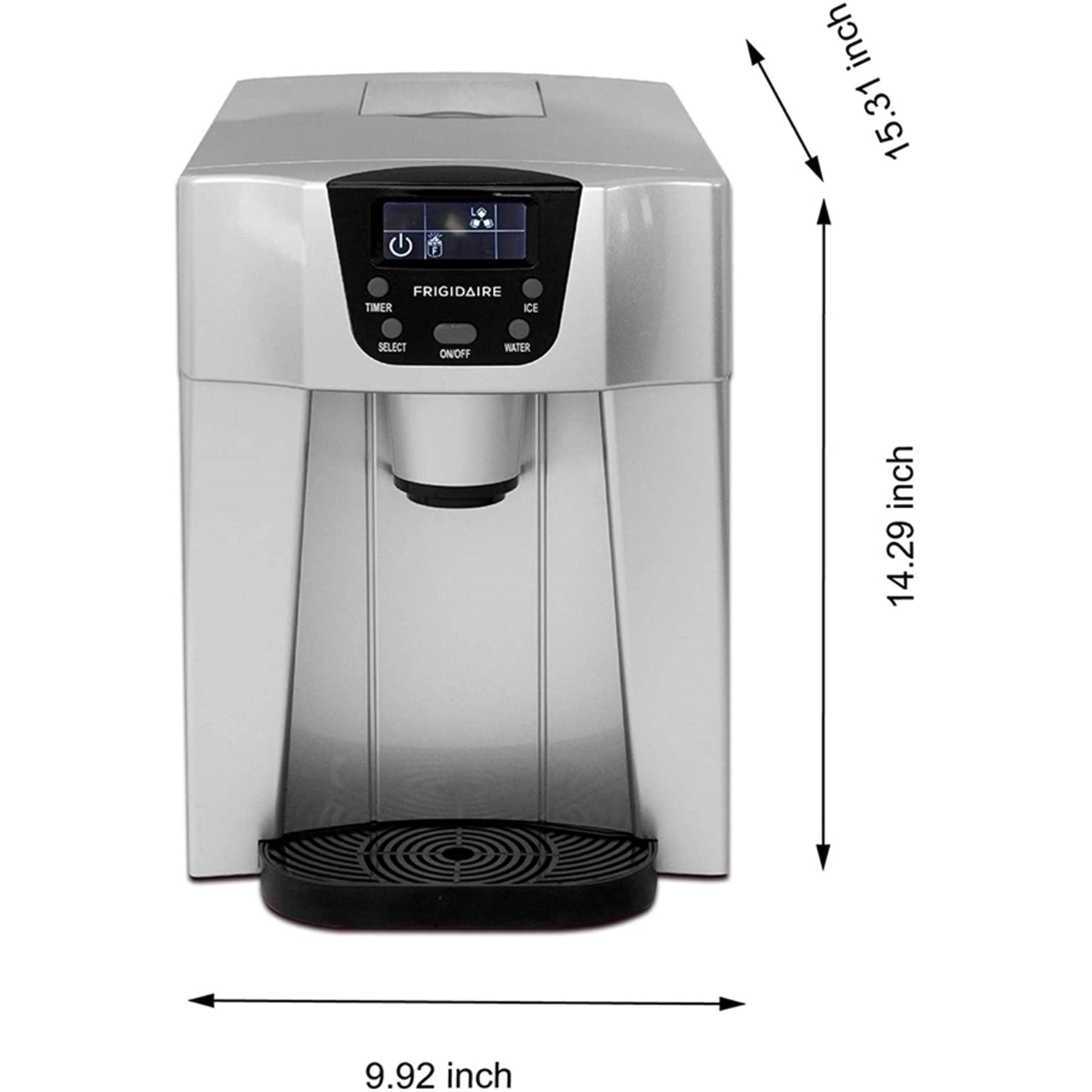 Frigidaire - Distributeur d'eau et Machine à Galçons Compacte, Réservoir de 2 Litres, Argenté - Simple Boutique