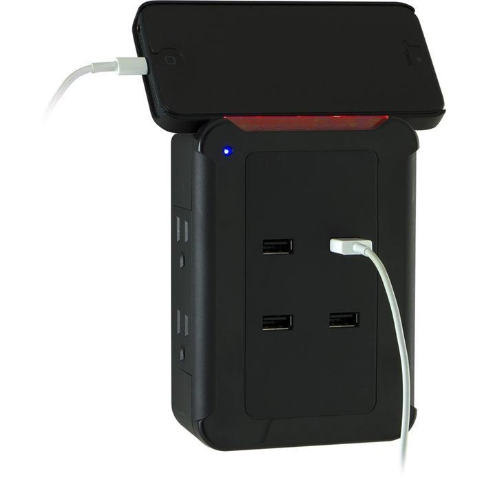 GE 13457 Protecteur de surtension murale 4 prises, 4 ports USB 800 Joules Noir - Simple Boutique