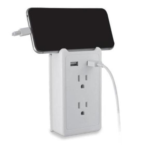 GE 28686 Protecteur de surtension murale 2 prises, 2 ports USB 450 Joules Blanc - Simple Boutique
