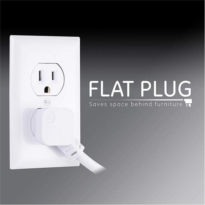 GE 33658 Parasurtenseur à 6 prises GE avec cordon de 4 pi 800 Joules Blanc - Simple Boutique
