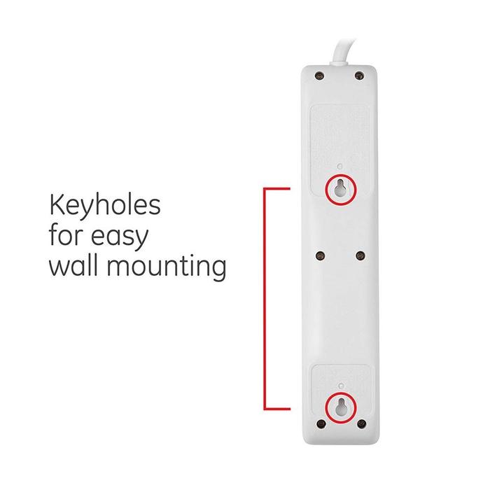 GE 33658 Parasurtenseur à 6 prises GE avec cordon de 4 pi 800 Joules Blanc - Simple Boutique
