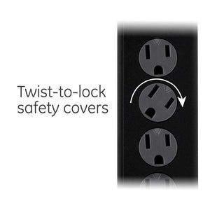 GE 33661 Parasurtenseur à 6 prises GE avec cordon de 6 pi 800 Joules Noir - Simple Boutique