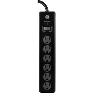 GE 33661 Parasurtenseur à 6 prises GE avec cordon de 6 pi 800 Joules Noir - Simple Boutique