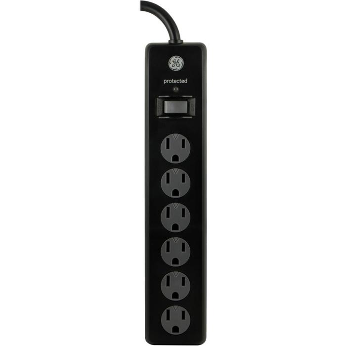 GE 33661 Parasurtenseur à 6 prises GE avec cordon de 6 pi 800 Joules Noir - Simple Boutique