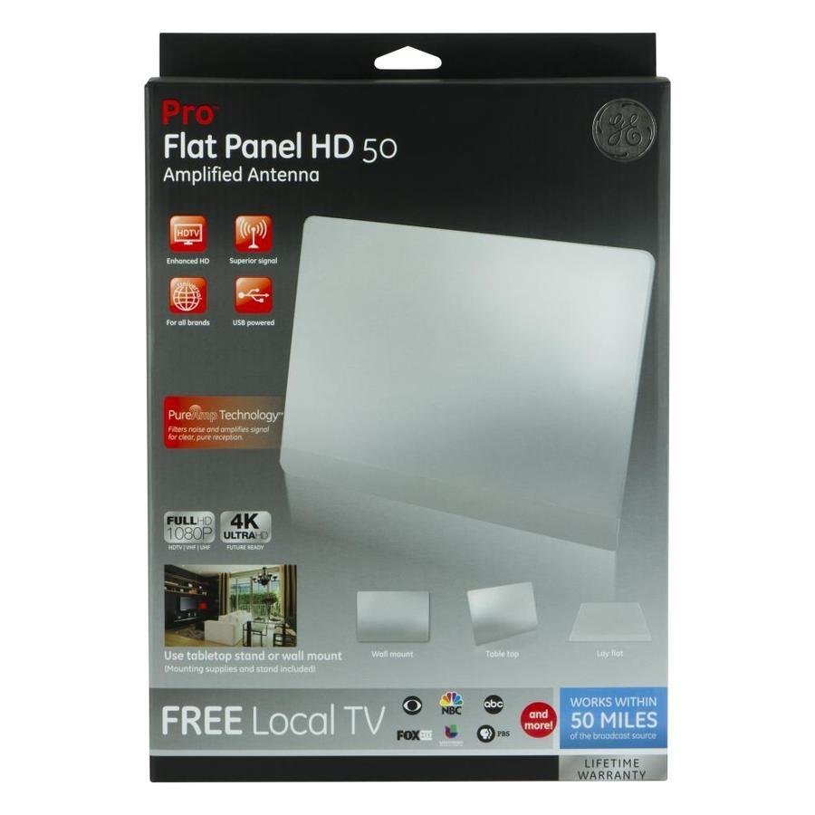 GE 33698 Antenne de table amplifiée d'intérieur plat Pro HD blanc - Simple Boutique