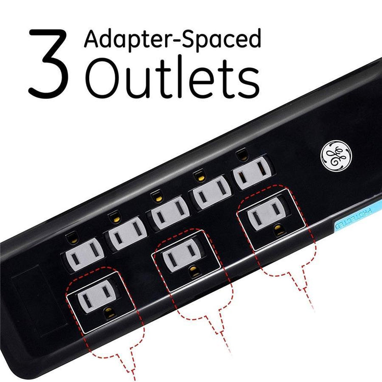 GE 34117 UltraPro Protecteur de Surtension électrique 8 prises + 2 prises USB 2160 joules - Simple Boutique