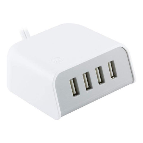 GE 36741 Chargeur de Table 4 Ports USB 4.8A Blanc