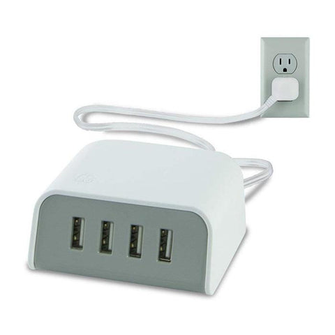 GE 36741 Chargeur de Table 4 Ports USB 4.8A Blanc