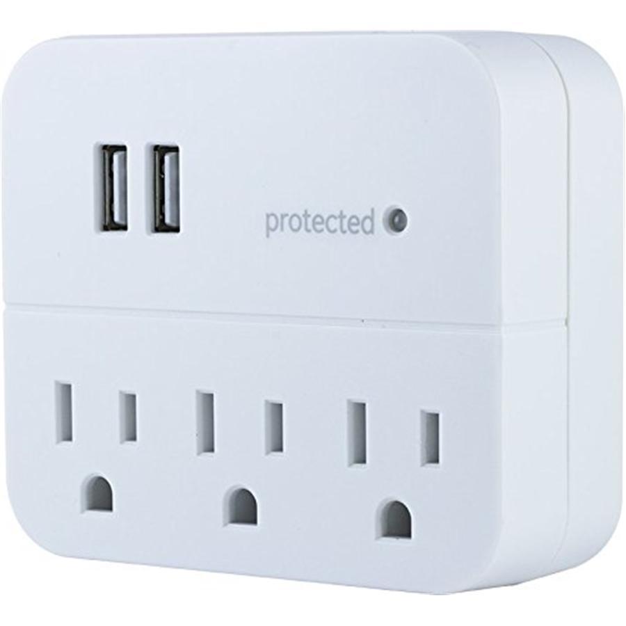 GE 37156 3 Prises Murale avec 2 Ports USB Blanc - Simple Boutique