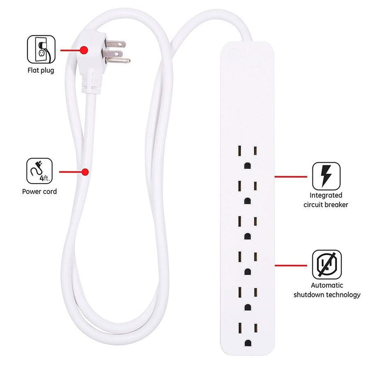 GE 37210 Protecteur de Surtension électrique 6 prises 840 joules - Simple Boutique