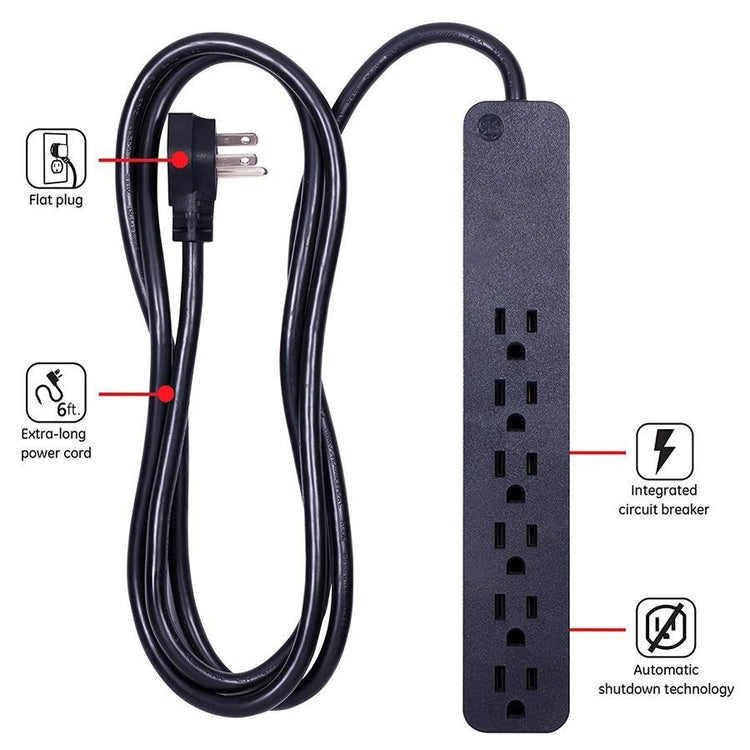 GE 37211 Protecteur de Surtension électrique 6 prises 1060 joules - Simple Boutique