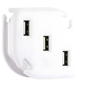 GE - Chargeur USB Mural à 3 Prises avec Système de Gestion des Câbles Intégré, Blanc - Simple Boutique