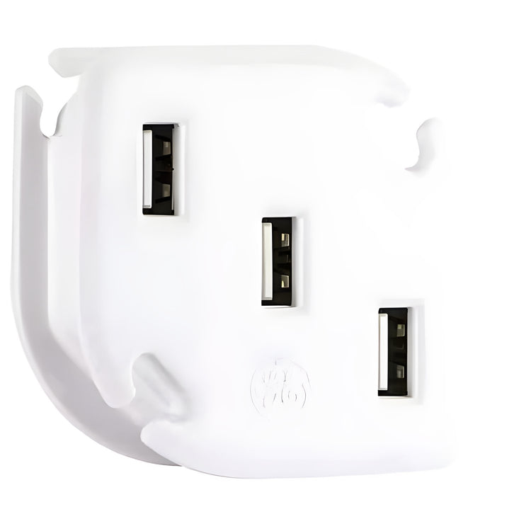 GE - Chargeur USB Mural à 3 Prises avec Système de Gestion des Câbles Intégré, Blanc - Simple Boutique