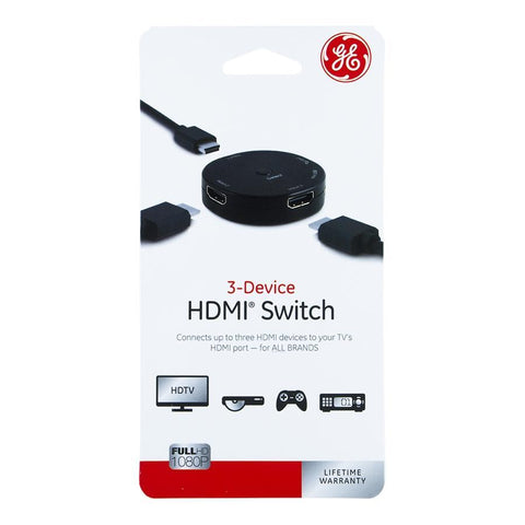 GE D-HDMI-33624 Communtateur HDMI 3 Voies Noir