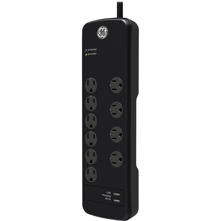 GE Parasurtenseur 10 prises + 2 ports USB Noir - Simple Boutique