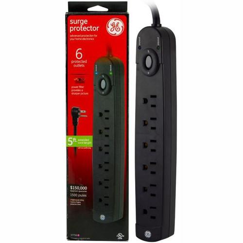GE Protecteur de surtension électrique 6 prises 1500J 5pi - Simple Boutique