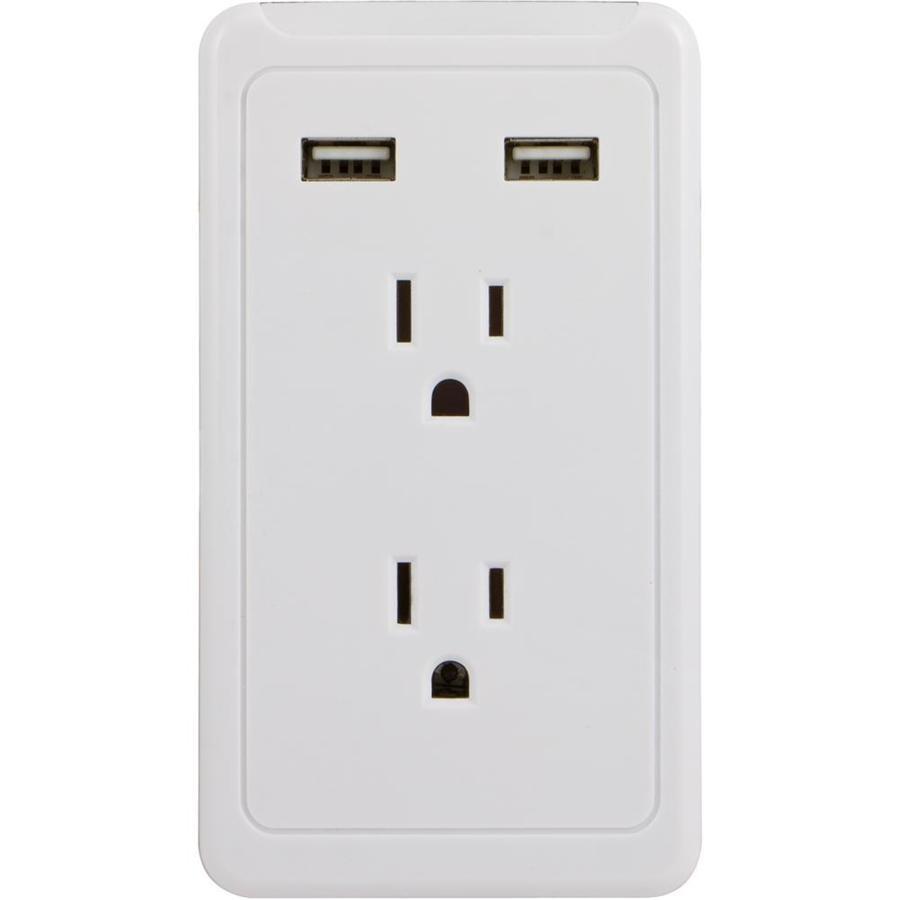 GE Station de Chargement 2 prises et 2 ports de chargement USB 2.1A Blanc