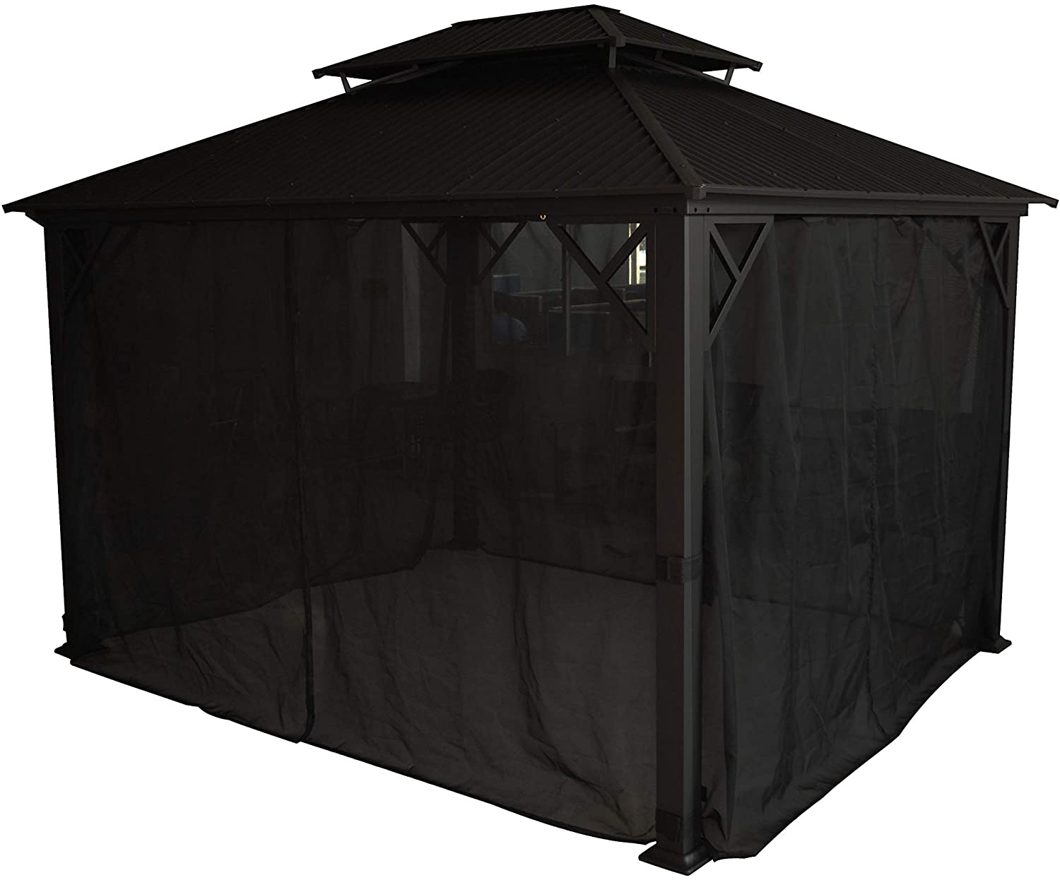 Gazebo 4 Saisons Metropolis 10"x12" avec toit noir Galvalume® - Simple Boutique