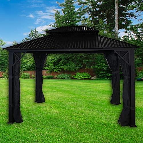 Gazebo 4 Saisons Metropolis 10"x12" avec toit noir Galvalume® - Simple Boutique