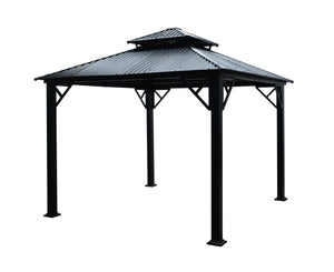 Gazebo 4 Saisons Metropolis, Cadre en Aluminium Antirouille, 10' x 10', Noir - Simple Boutique