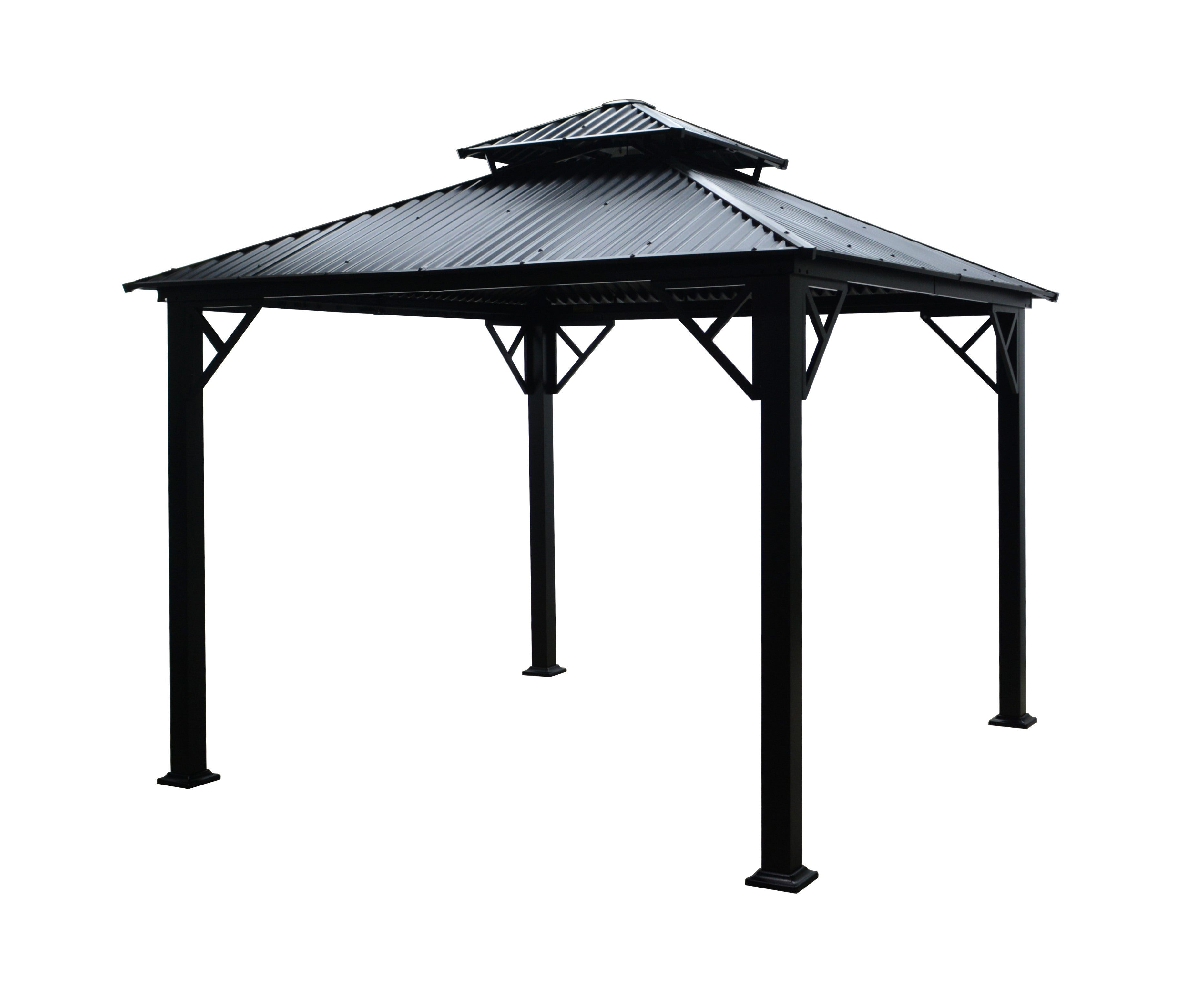 Gazebo 4 Saisons Metropolis, Cadre en Aluminium Antirouille, 10' x 10', Noir - Simple Boutique