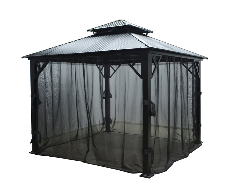 Gazebo 4 Saisons Metropolis, Cadre en Aluminium Antirouille, 10' x 10', Noir - Simple Boutique